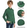 image2T16Y Boys Stretch Long Sleeve Button Down Toddler Dress Shirt Wrinkle Free Oxford Uniform Shirt with Chest PocketGreen