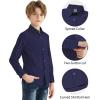 image2T16Y Boys Stretch Long Sleeve Button Down Toddler Dress Shirt Wrinkle Free Oxford Uniform Shirt with Chest PocketNavy