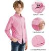 image2T16Y Boys Stretch Long Sleeve Button Down Toddler Dress Shirt Wrinkle Free Oxford Uniform Shirt with Chest PocketPink
