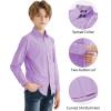 image2T16Y Boys Stretch Long Sleeve Button Down Toddler Dress Shirt Wrinkle Free Oxford Uniform Shirt with Chest PocketPurple