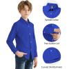 image2T16Y Boys Stretch Long Sleeve Button Down Toddler Dress Shirt Wrinkle Free Oxford Uniform Shirt with Chest PocketRoyal Blue