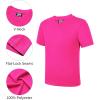 imageQBK 2T to Youth Neon T Shirt Kids Rash Guard UPF 50 VNeck Dry Fit Athletic Short Sleeve Shirts for Boys and GirlsPink