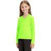 imageQBK 4T to Youth Neon Shirt Kids Rash Guard UPF 50 VNeck Dry Fit Athletic Performance Long Sleeve Shirts for Boys and GirlsNeon Green