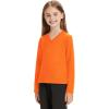 imageQBK 4T to Youth Neon Shirt Kids Rash Guard UPF 50 VNeck Dry Fit Athletic Performance Long Sleeve Shirts for Boys and GirlsNeon Orange
