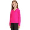 imageQBK 4T to Youth Neon Shirt Kids Rash Guard UPF 50 VNeck Dry Fit Athletic Performance Long Sleeve Shirts for Boys and GirlsNeon Pink