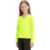 imageQBK 4T to Youth Neon Shirt Kids Rash Guard UPF 50 VNeck Dry Fit Athletic Performance Long Sleeve Shirts for Boys and GirlsNeon Yellow