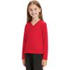 imageQBK 4T to Youth Neon Shirt Kids Rash Guard UPF 50 VNeck Dry Fit Athletic Performance Long Sleeve Shirts for Boys and GirlsRed