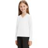 imageQBK 4T to Youth Neon Shirt Kids Rash Guard UPF 50 VNeck Dry Fit Athletic Performance Long Sleeve Shirts for Boys and GirlsWhite