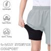 imageQBK Boys 2in1 Athletic Running Shorts with Compression Liner Lightweight Quick Dry 3T16YLight Grey