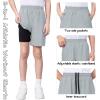 imageQBK Boys 2in1 Athletic Running Shorts with Compression Liner Lightweight Quick Dry 3T16YLight Grey