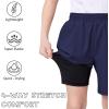 imageQBK Boys 2in1 Athletic Running Shorts with Compression Liner Lightweight Quick Dry 3T16YNavy