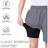 imageQBK Boys 2in1 Athletic Running Shorts with Compression Liner Lightweight Quick Dry 3T16YPure Grey