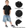 imageQBK Boys Cotton Linen Short Sleeve Classic Button Down Shirts Boys Dress Shirt with Chest Pocket for 2T16 YearsBlack