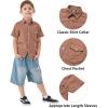 imageQBK Boys Cotton Linen Short Sleeve Classic Button Down Shirts Boys Dress Shirt with Chest Pocket for 2T16 YearsBrown