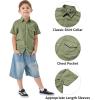 imageQBK Boys Cotton Linen Short Sleeve Classic Button Down Shirts Boys Dress Shirt with Chest Pocket for 2T16 YearsGrass Green