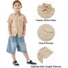 imageQBK Boys Cotton Linen Short Sleeve Classic Button Down Shirts Boys Dress Shirt with Chest Pocket for 2T16 YearsKhaki