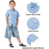 imageQBK Boys Cotton Linen Short Sleeve Classic Button Down Shirts Boys Dress Shirt with Chest Pocket for 2T16 YearsLight Blue