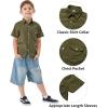 imageQBK Boys Cotton Linen Short Sleeve Classic Button Down Shirts Boys Dress Shirt with Chest Pocket for 2T16 YearsOlive Green