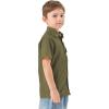 imageQBK Boys Cotton Linen Short Sleeve Classic Button Down Shirts Boys Dress Shirt with Chest Pocket for 2T16 YearsOlive Green