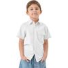 imageQBK Boys Cotton Linen Short Sleeve Classic Button Down Shirts Boys Dress Shirt with Chest Pocket for 2T16 YearsWhite