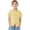 imageQBK Boys Cotton Linen Short Sleeve Classic Button Down Shirts Boys Dress Shirt with Chest Pocket for 2T16 YearsYellow