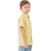 imageQBK Boys Cotton Linen Short Sleeve Classic Button Down Shirts Boys Dress Shirt with Chest Pocket for 2T16 YearsYellow