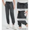 imageQBK Boys Joggers SlimFit Tapered Sweatpants with Adjustable Drawstring Waist Stretch for Sports ampamp Casual Wear 316YBlack Grey12