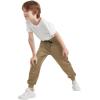 imageQBK Boys Joggers SlimFit Tapered Sweatpants with Adjustable Drawstring Waist Stretch for Sports ampamp Casual Wear 316YKhaki6
