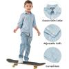 imageQBK Boys Long Sleeve Button Down Shirts Oxford Dress Shirt Boys Striped Shirt for 2T16 YearsBlue