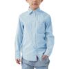 imageQBK Boys Long Sleeve Button Down Shirts Oxford Dress Shirt Boys Striped Shirt for 2T16 YearsBlue