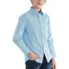 imageQBK Boys Long Sleeve Button Down Shirts Oxford Dress Shirt Boys Striped Shirt for 2T16 YearsBlue