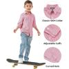 imageQBK Boys Long Sleeve Button Down Shirts Oxford Dress Shirt Boys Striped Shirt for 2T16 YearsBurgundy