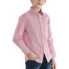 imageQBK Boys Long Sleeve Button Down Shirts Oxford Dress Shirt Boys Striped Shirt for 2T16 YearsBurgundy