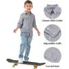 imageQBK Boys Long Sleeve Button Down Shirts Oxford Dress Shirt Boys Striped Shirt for 2T16 YearsNavy