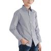 imageQBK Boys Long Sleeve Button Down Shirts Oxford Dress Shirt Boys Striped Shirt for 2T16 YearsNavy