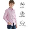 imageQBK Boys Long Sleeve Button Down Shirts Oxford Dress Shirt Boys Striped Shirt for 2T16 YearsPink