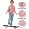 imageQBK Boys Long Sleeve Button Down Shirts Oxford Dress Shirt Boys Striped Shirt for 2T16 YearsRed