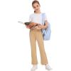 imageQBK Girls Flare Dress Pants Kids School Uniform Bell Bottoms with Elastic Waist for Teens Size 615 YearsKhaki