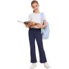 imageQBK Girls Flare Dress Pants Kids School Uniform Bell Bottoms with Elastic Waist for Teens Size 615 YearsNavy