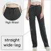 imageQBK High Rise Yoga Scrub Pants Women  Straight Wide Leg Uniform Pants with Cargo Pocket AntiWrinkle ampamp Knit Yoga WaistbandGrey