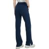 imageQBK High Rise Yoga Scrub Pants Women  Straight Wide Leg Uniform Pants with Cargo Pocket AntiWrinkle ampamp Knit Yoga WaistbandNavy