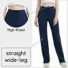 imageQBK High Rise Yoga Scrub Pants Women  Straight Wide Leg Uniform Pants with Cargo Pocket AntiWrinkle ampamp Knit Yoga WaistbandNavy