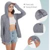imageQBK Light Weight Zip Up Hoodie Thin Summer Jacket For WomenLight Charcoal