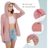 imageQBK Light Weight Zip Up Hoodie Thin Summer Jacket For WomenMauve Rose