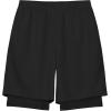 imageQBK Toddler to Youth Boys 2 in 1 Athletic Shorts Basketball Compression Shorts with Liner for Girls Soccer Running SportsBlack
