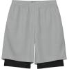 imageQBK Toddler to Youth Boys 2 in 1 Athletic Shorts Basketball Compression Shorts with Liner for Girls Soccer Running SportsGrey