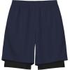 imageQBK Toddler to Youth Boys 2 in 1 Athletic Shorts Basketball Compression Shorts with Liner for Girls Soccer Running SportsNavy