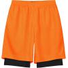 imageQBK Toddler to Youth Boys 2 in 1 Athletic Shorts Basketball Compression Shorts with Liner for Girls Soccer Running SportsNeon Orange