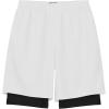 imageQBK Toddler to Youth Boys 2 in 1 Athletic Shorts Basketball Compression Shorts with Liner for Girls Soccer Running SportsWhite