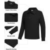 imageQBK Toddler to Youth Boys School Uniform Pique Polo Shirts Kids Long Sleeve Collared Golf ShirtBlack